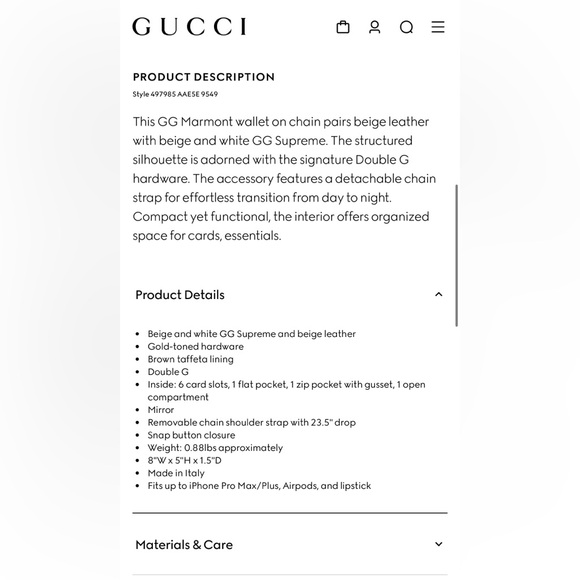 USED ONCE - GG Marmont wallet on chain - Picture 10 of 10